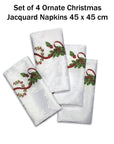 Set of 4 Ornate Christmas Xmas Festival Jacquard Napkins