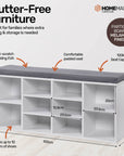 Home Master 2-In-1 Storage/Shoe Cabinet With Padded Cushion Bench 102cm